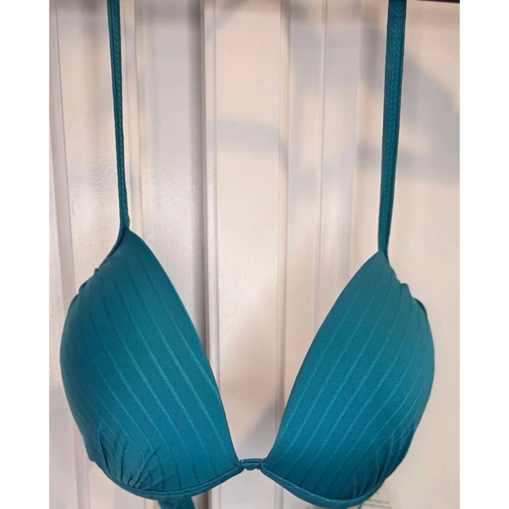 Mynah Teal Molded Push Up Halter Bikini Top Medium NWT Resort Swim